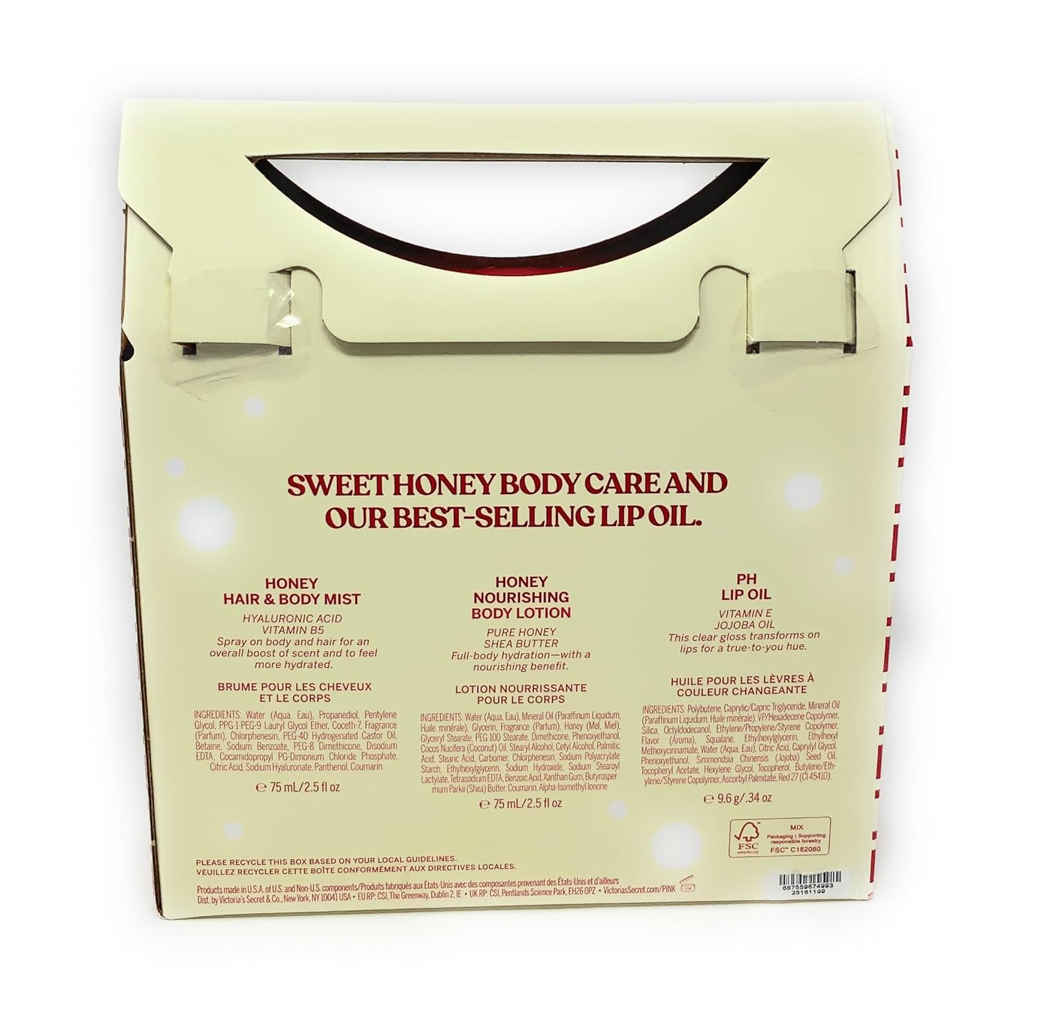 Victoria's Secret Ho Ho Honey Limited Edition Mist, Lotion, PH Lip Oil 3pc Set