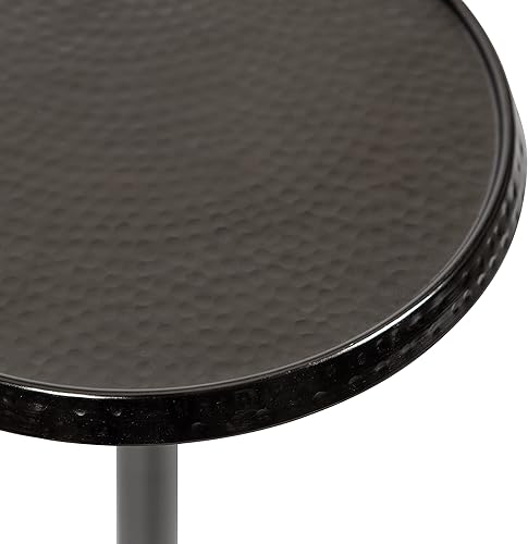 Miniatura 40 de Kate and Laurel Sanzo - Mesa moderna de pedestal para bebidas; 9 x 9 x 23; latón antiguo y negro; mesa auxiliar decorativa con mesa martillada para