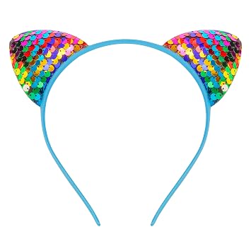 COCIDE Cat Ears Headbands for Women Sequin Hairband for Girls Taylor Party Decorations for Girls Kitty Favors Birthday for Gabby Halloween Hair Accessories Cosplay