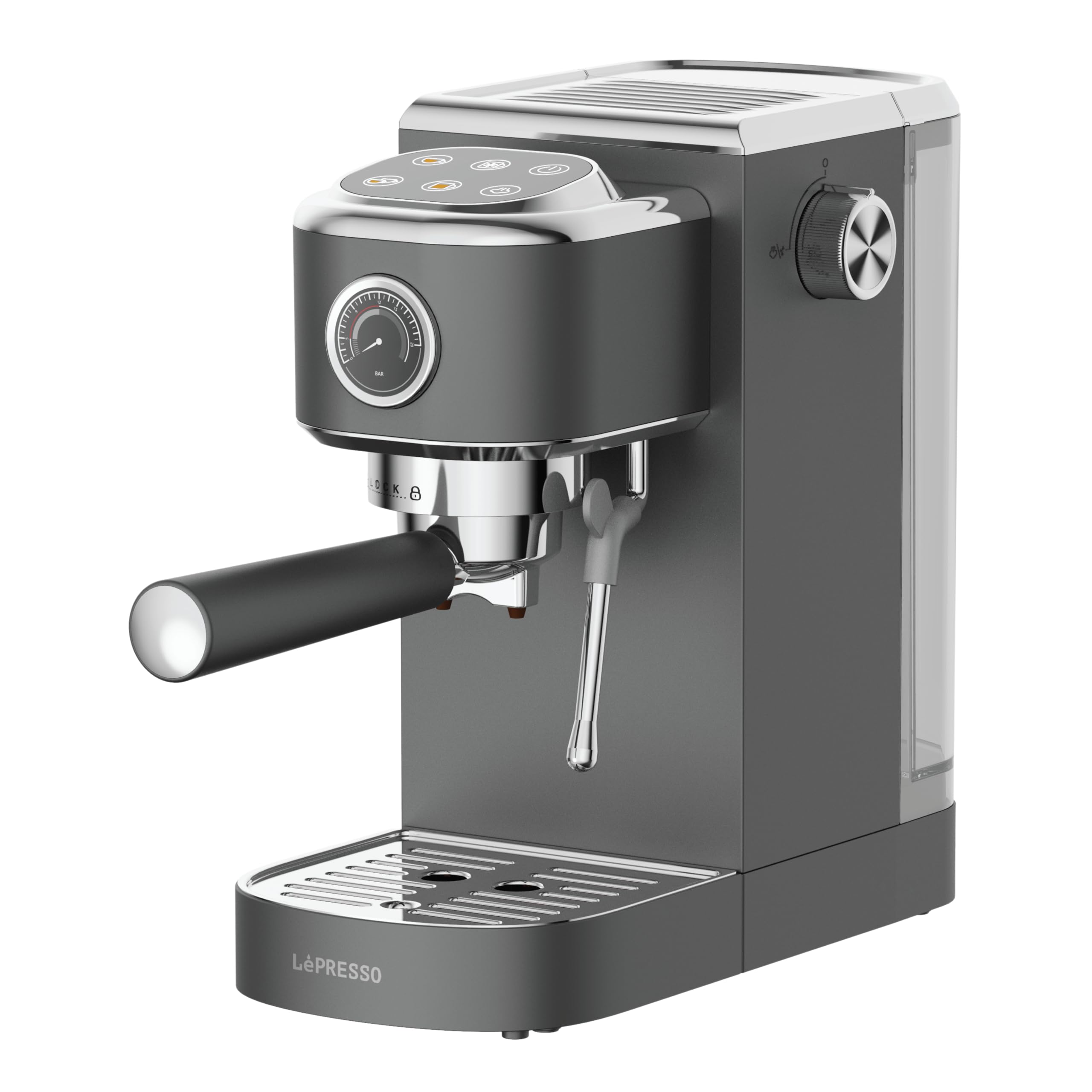 LePresso Coffee Machine Semi-Automatic with Powerful Boiler, Espresso Machine with Hot & Cold Coffee Maker, 20Bar, PCB Control with 6 Touch Buttons, Stainless Steel Shell, 1350W Power with Steam Wand Virtuoso