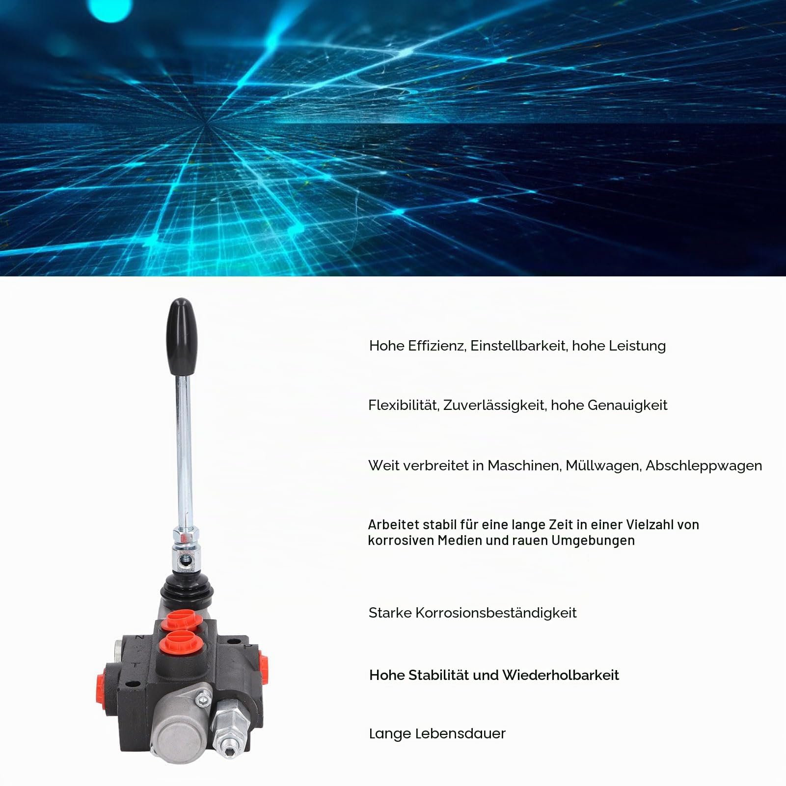 Hydraulischer Durchflussregelventilsatz, 1 Spule Doppeltwirkend Hydraulische Wegeventile mit Verstellbarem Entlastungsstangen-Steuergriff für Traktoren, Lader, Müllwagen