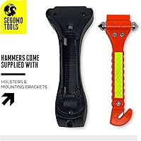 Vista 4 de Segomo Tools 2 martillos de seguridad de escape de emergencia con interruptor de ventana de coche y cortador de cinturón de seguridad - ESHM02
