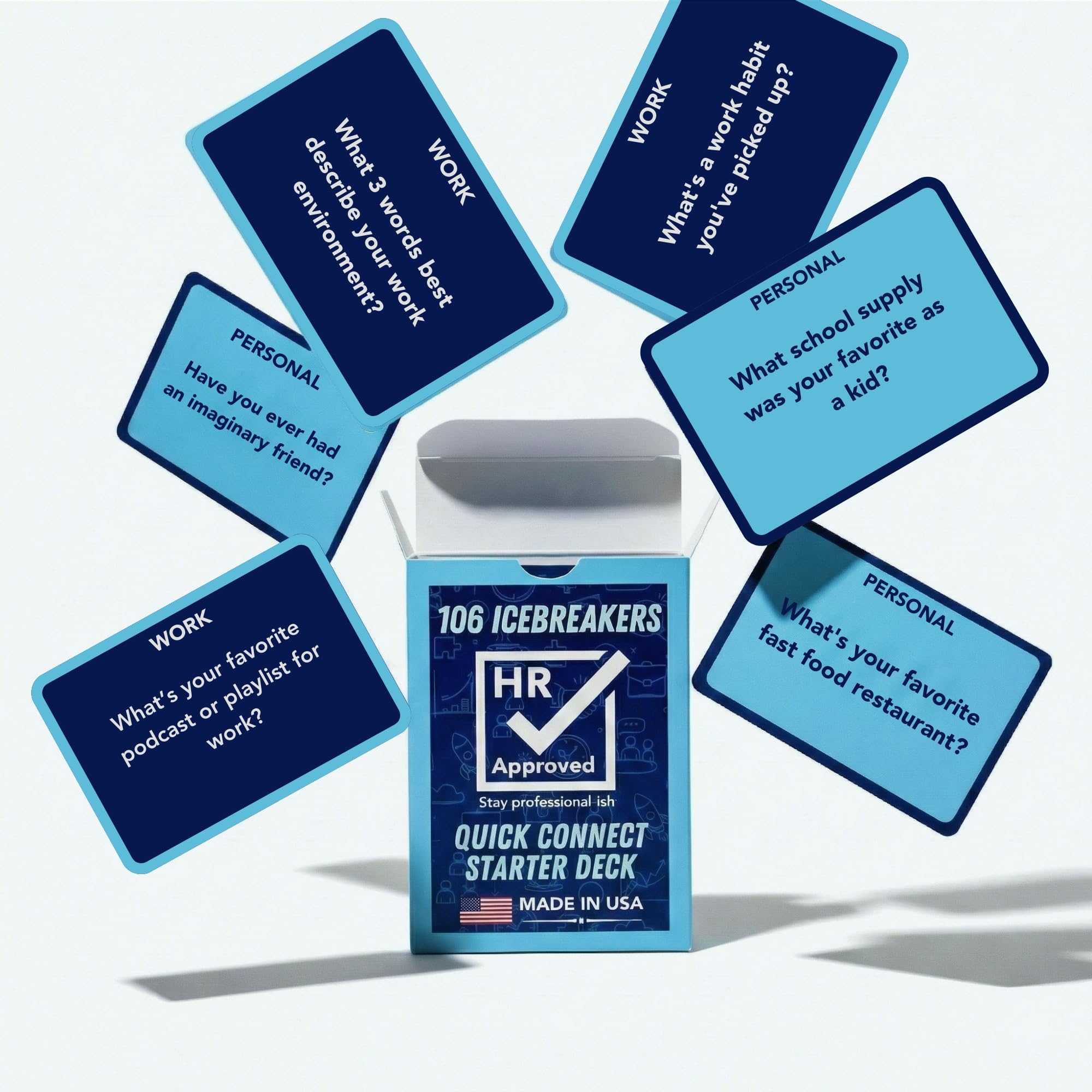 HR Approved Team Building Games for Work - 106 Conversation Cards for Coworkers, Meetings, Travel, Office Activities, Team Building Activities, Starter Deck