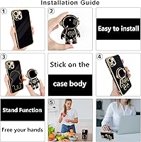 Vista 2 de Funda compatible con iPhone 13, diseño de soporte de astronauta en 3D, protección de cámara, a prueba de golpes, suave cubierta trasera para Apple