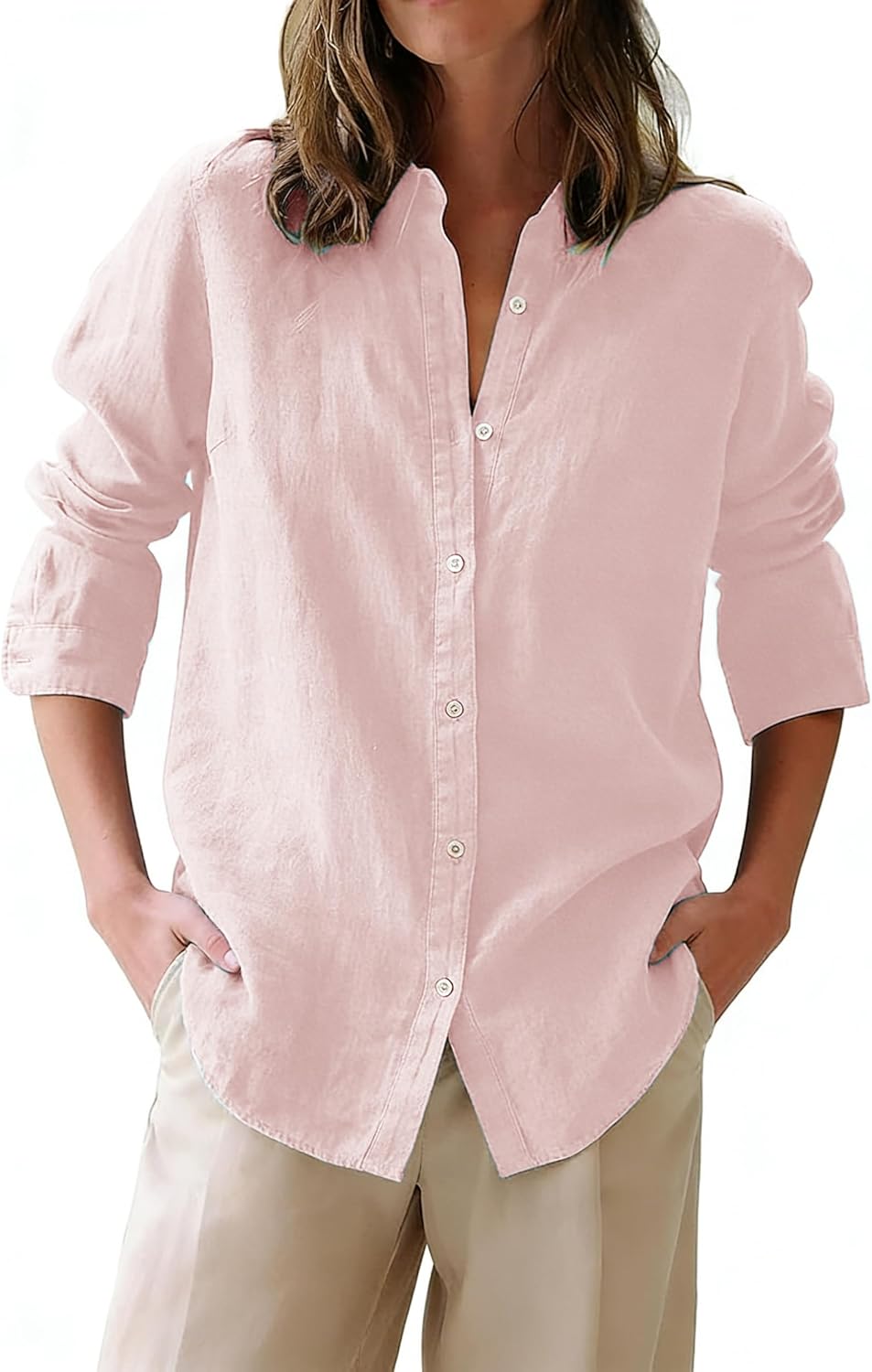 siliteelon Button Down Shirts for Women Oxford Shirt Cotton Dress Shirts Collared Long Sleeve Wrinkle Free Blouse Tops