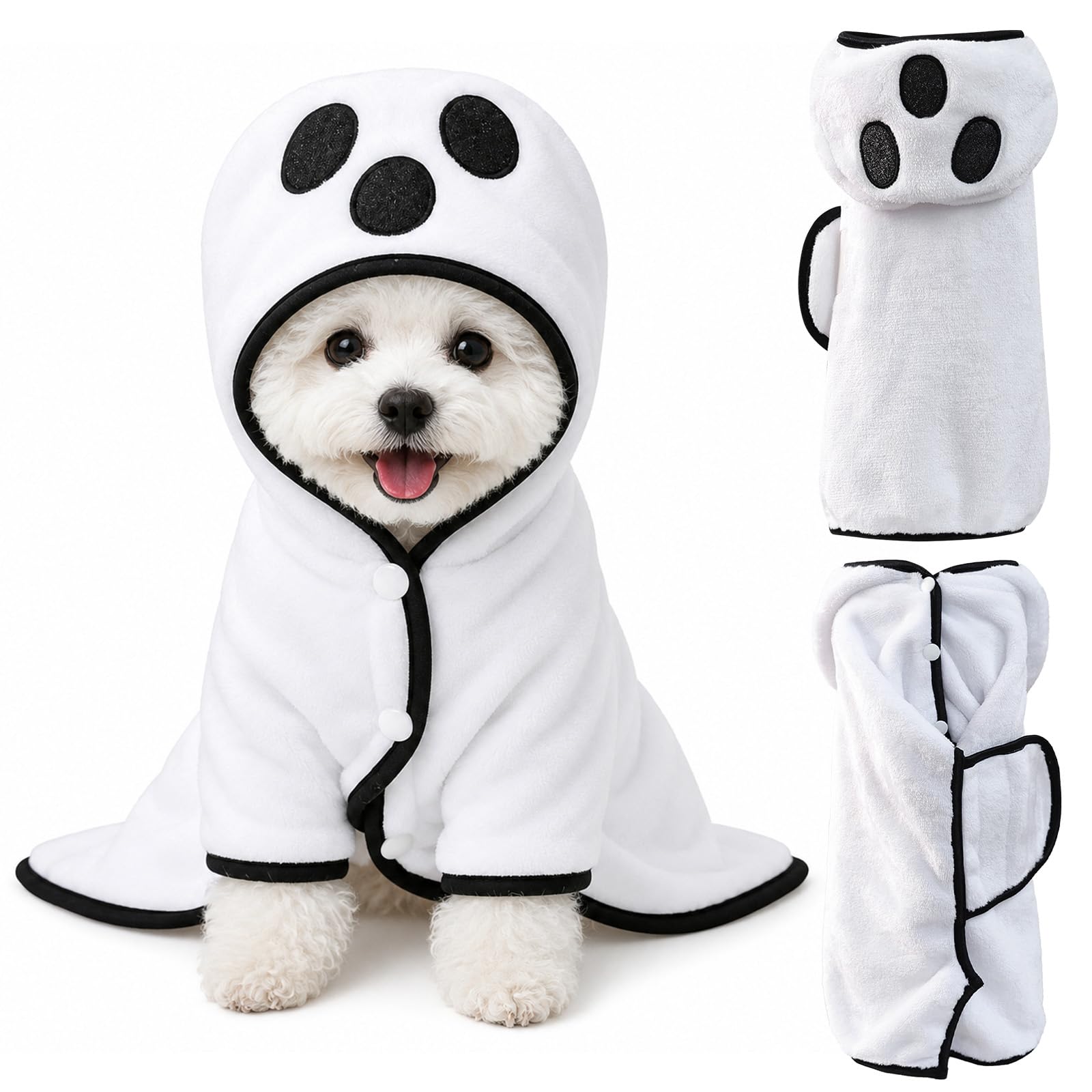 Fnaobai Dog Towel Halloween Bath Robe Pet Towels Robe for Small Dogs Cats，Orange Pumpkin：L