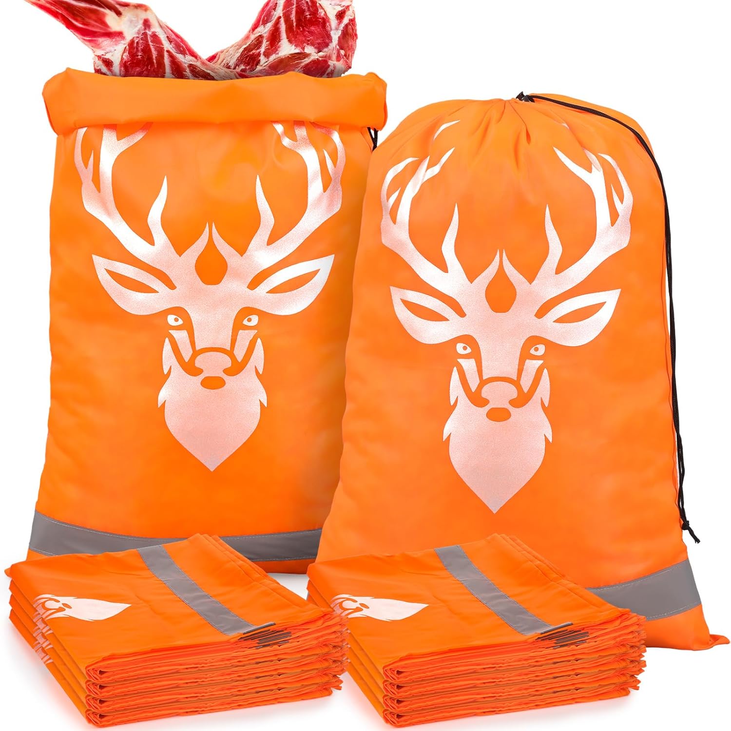 10 Pcs Game Bags for Hunting Reusable Lightweight Waterproof Heavy Duty Wild Game Meat Bags with Reflective Tags Durable Washable Backcountry Big Hunting Bag for Elk Caribou Deer