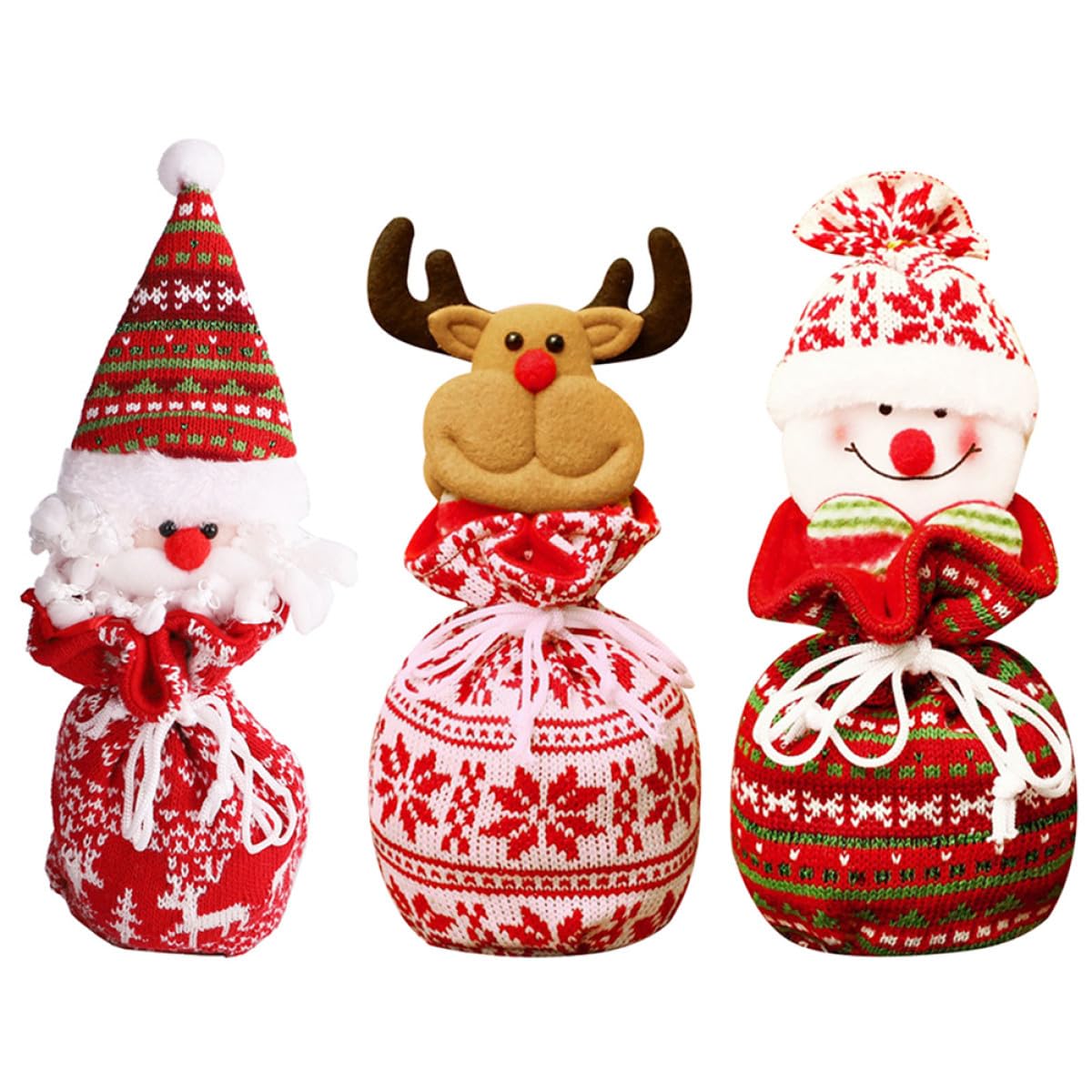 FRCOLOR 3 Sätze 3Er Set Weihnachts Apfelbeutel Weihnachtssüßigkeiten Weihnachtsdekoration Weihnachts Leckerli Beutel Weihnachtstüten Kekstüten Verpackung 3 Stück * 3