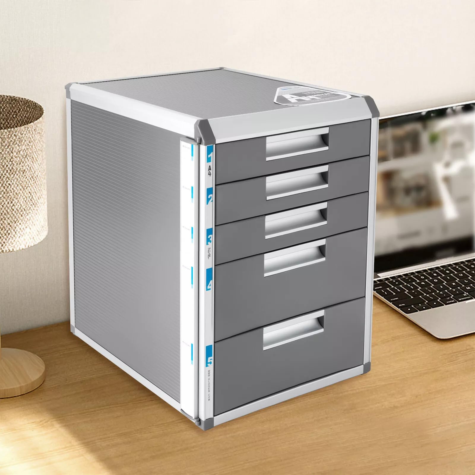 Boîte de rangement métal verrouillable A4 avec porte-étiquette