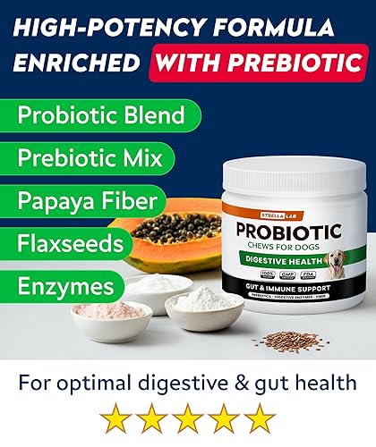 Miniatura 3 de STRELLALAB Probióticos para perros para la salud digestiva y enzimas  Diarrea, gases, alivio del malestar estomacal y alergias de temporada