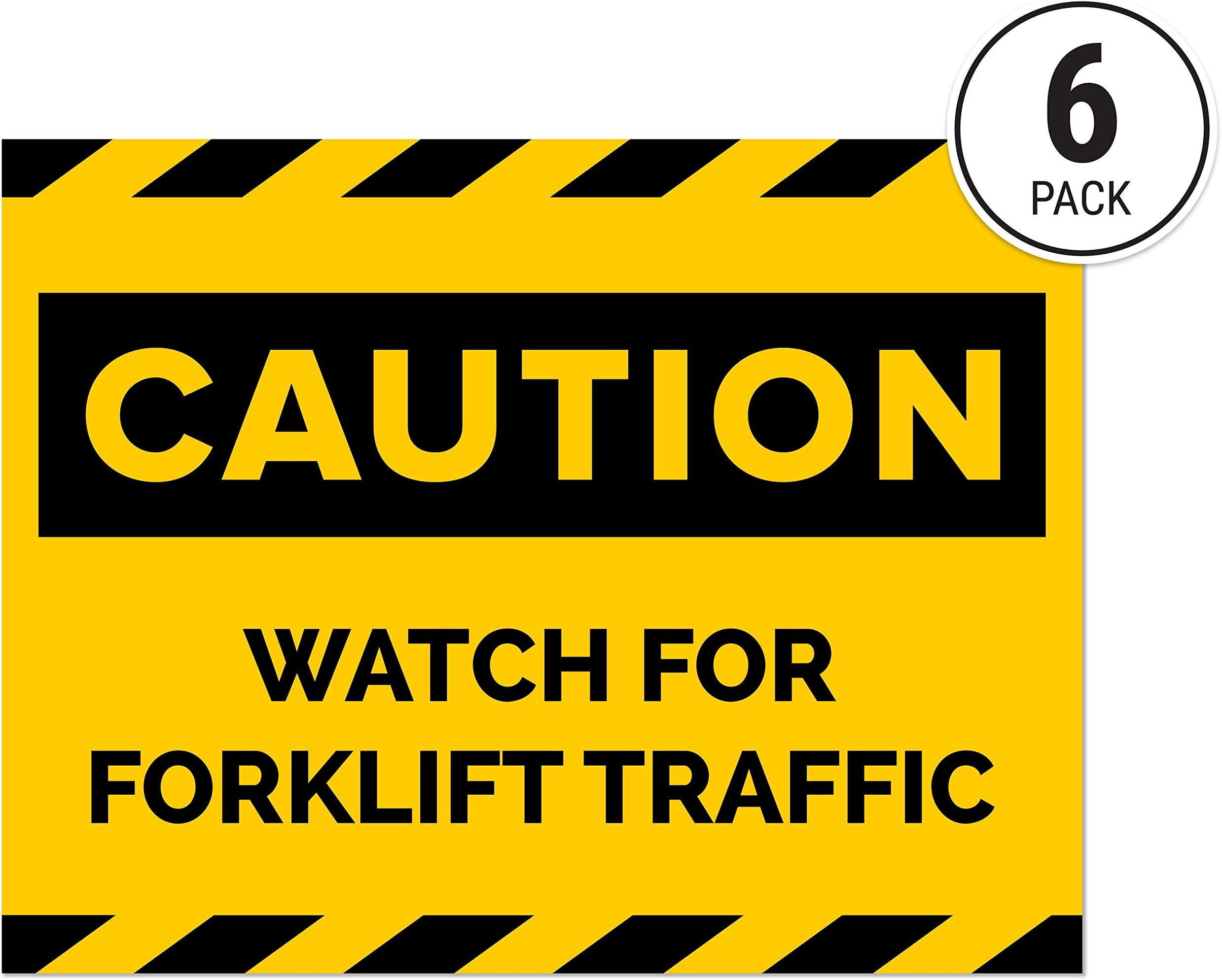 Forklift Traffic Signs Caution Stickers (Pack of 6)