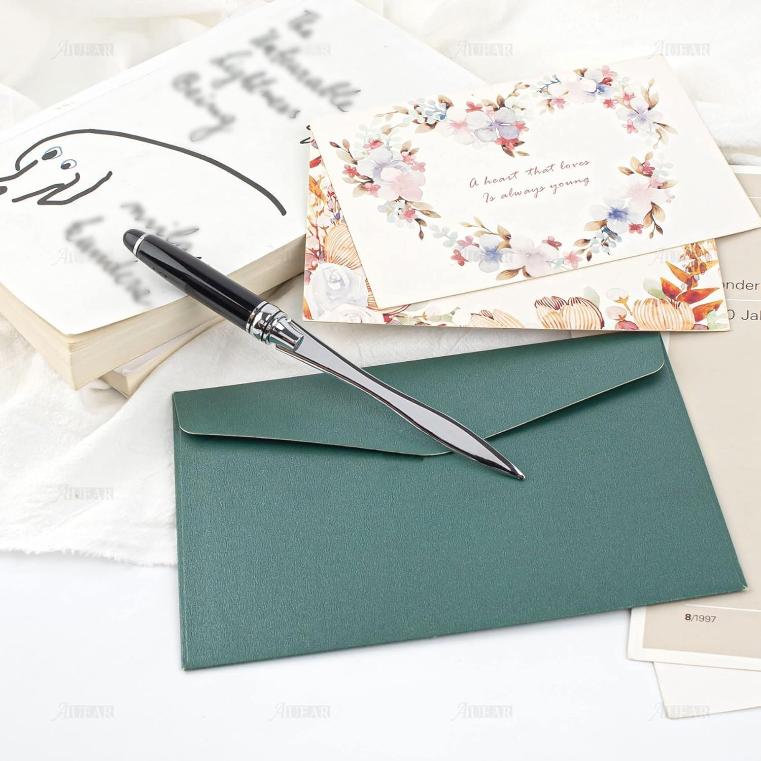 Ouvre Lettre Métal Noir Coupe Papier Élégant