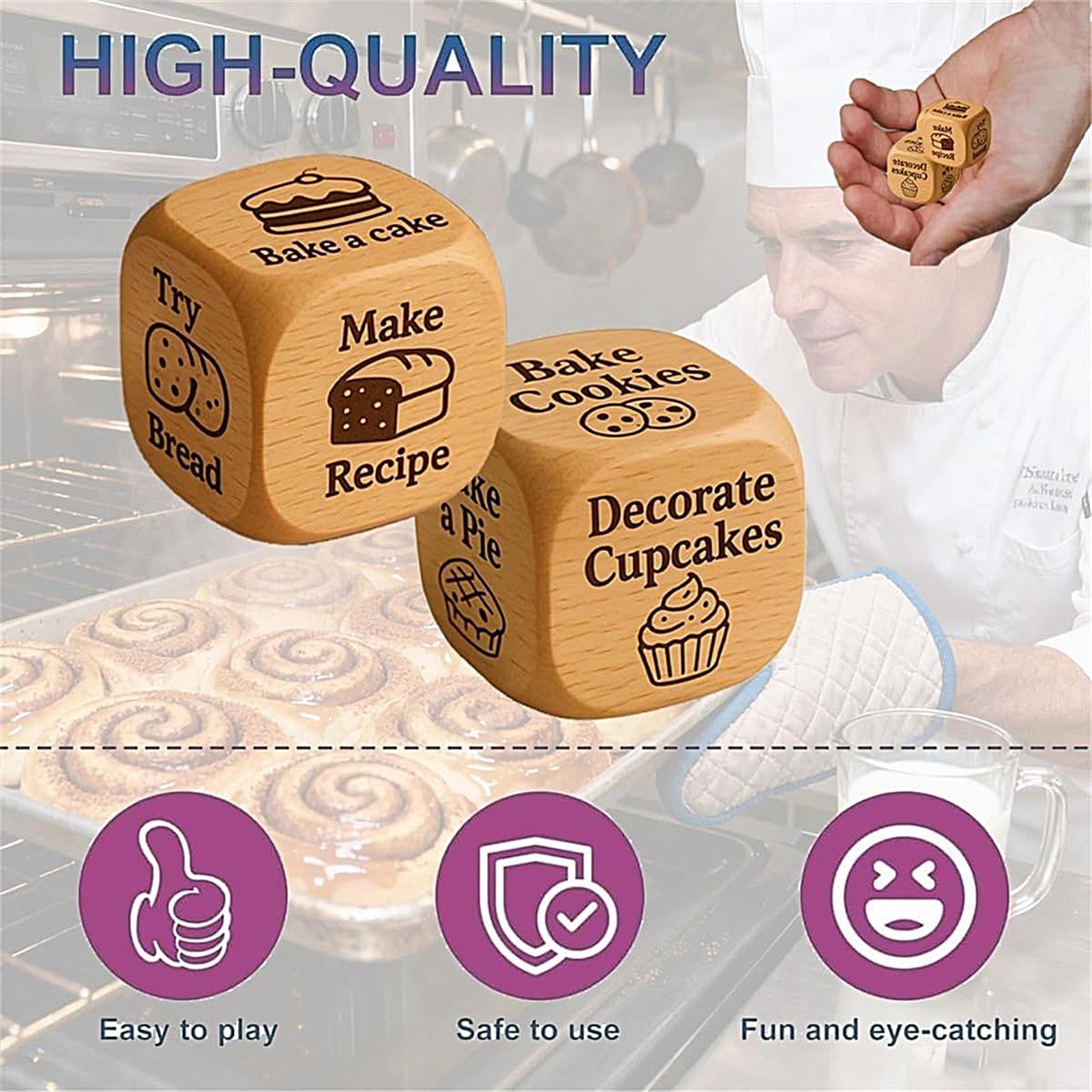 Divertente Ditale per pasticceria, accessorio divertente in legno | con incisione a 6 facce, divertente per cucina, per coppie adulti, , serate di compleanno