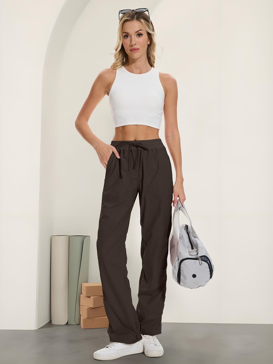 SEVEGO Women's 30"/32"/34"/36" Tall Inseam Lightweight Dance Studio Pants Ruched Workout Athletic Casual Pants - Image 9