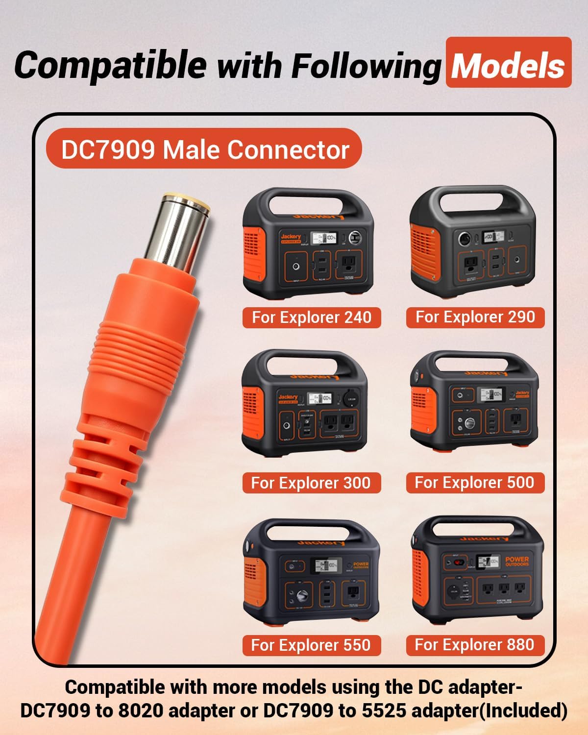 YEZriler Upgraded 14AWG Car Charging Cable for Jackery Explorer 3000 2000 1500 1000 880 550 500 300 290 240 160 Portable Power Station Accessories Cigarette Lighter DC Charger Cord - 2M/6.6FT