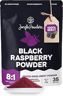 Black Raspberry Powder 5 Ounce Bag - 3rd Party Lab Tested Freeze Dried Raspberries Fruit Whole Berry for Baking, Unsweetened Additive Filler Free Superfood Extract Rasberries Smoothies Dehydrated