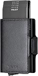 VULKIT Titulaire de la carte de crédit RFID Blocking cuir Automatique Pop Up Wallet Magnetic Wallet Double Case pour hommes et femmes Croix Noir