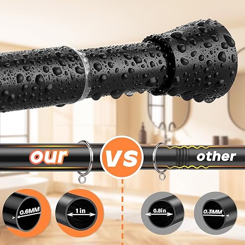 Miniatura 3 de AIZESI Barra de cortina de ducha, de 40 a 73 pulgadas, barra de cortina de tensión ajustable que nunca se oxida, antideslizante, nunca se colapsa,