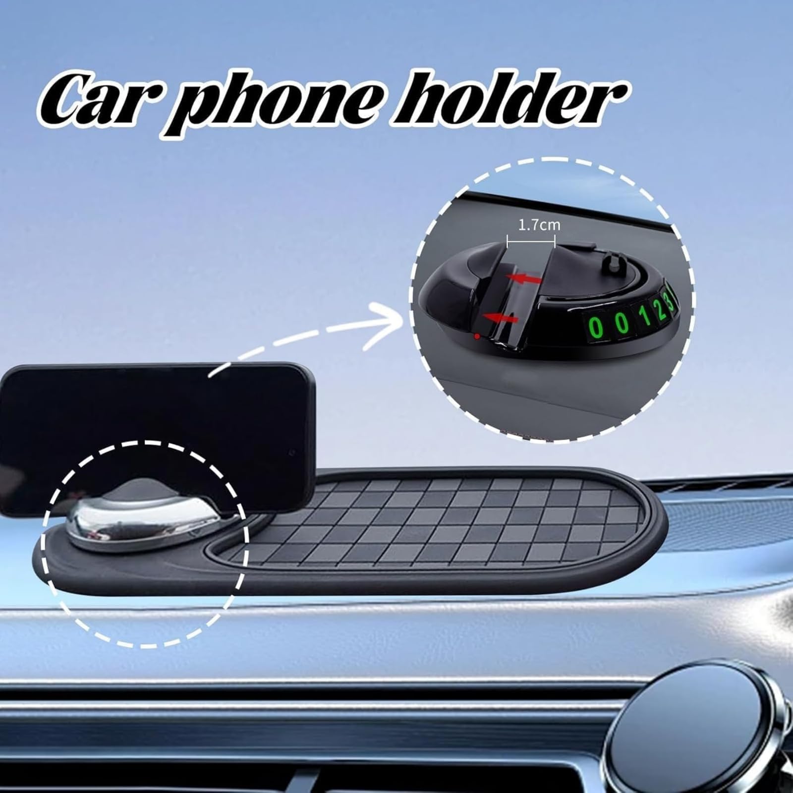 Multifunction Car Anti-Slip Mat 360 Rotating Universal Phone Pad Holder Car Anti Slip Mat Dashboard Mobile Phone Holder — view 3