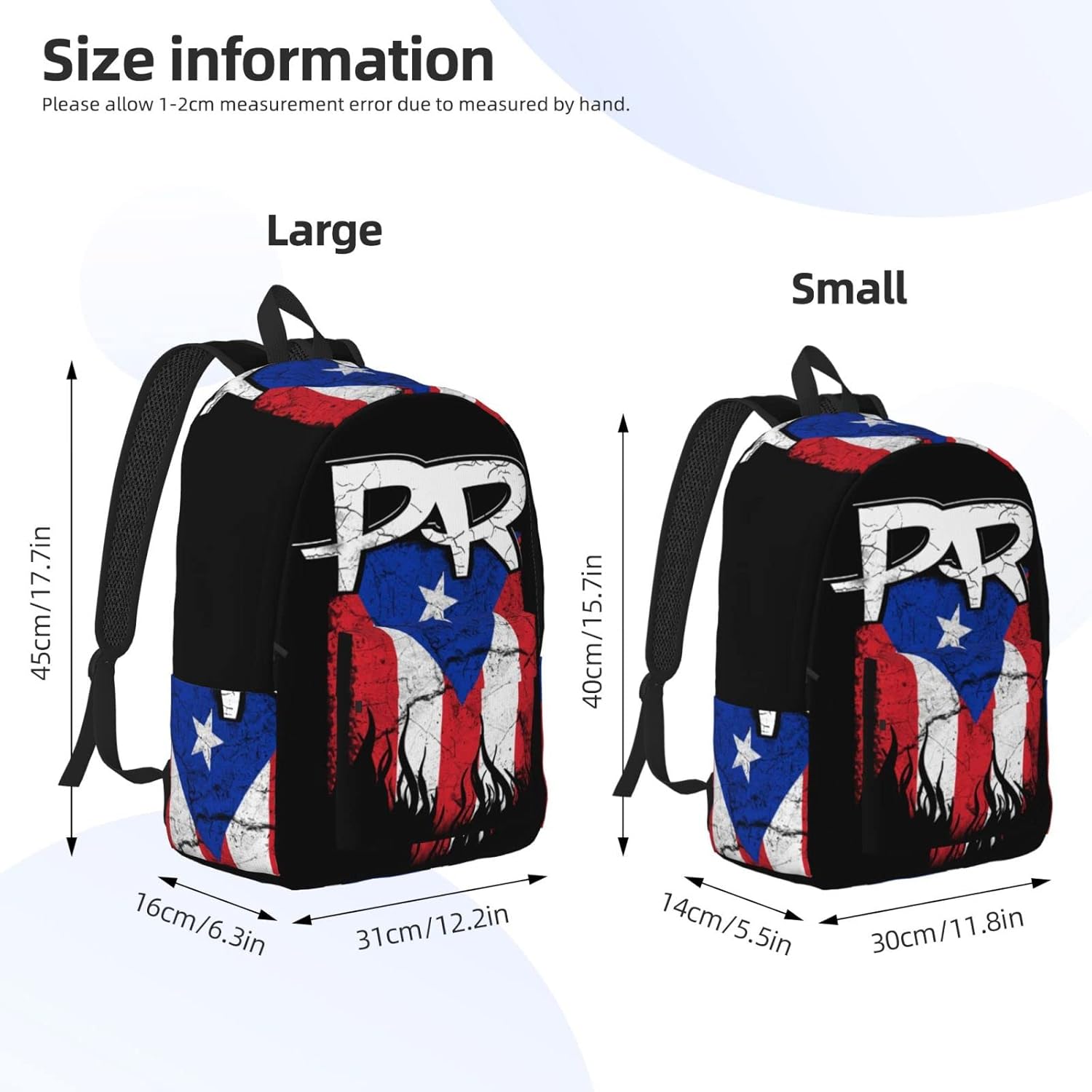Puerto Rico Pr Flag Backpack with Adjustable Straps, Suitable for Travel Picnics Activities - Image 4