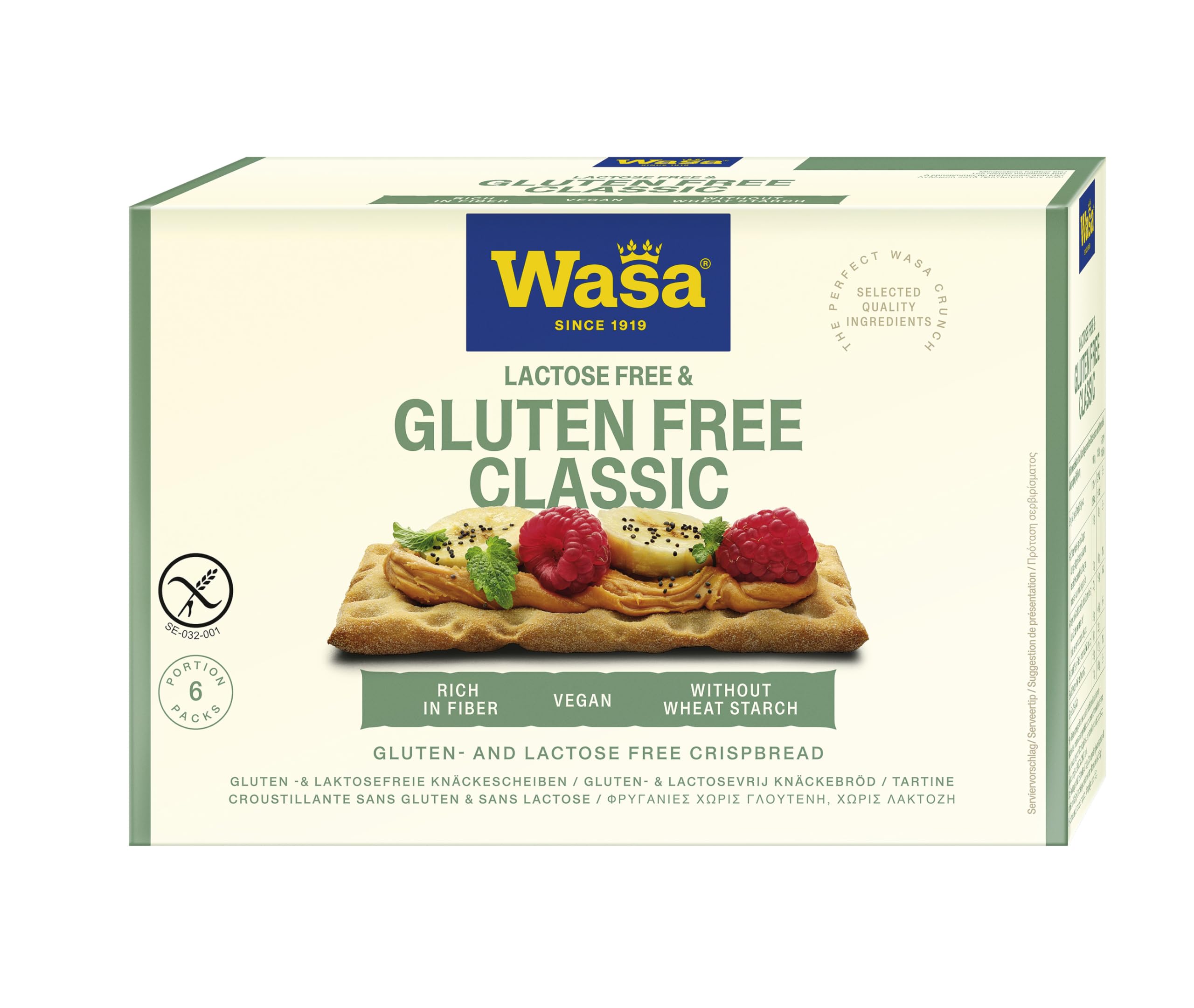 Wasa Glutenfreies Lactosefreies Knäckebrot Classic 10er Pack 240g goldbraun kross gebacken vegan