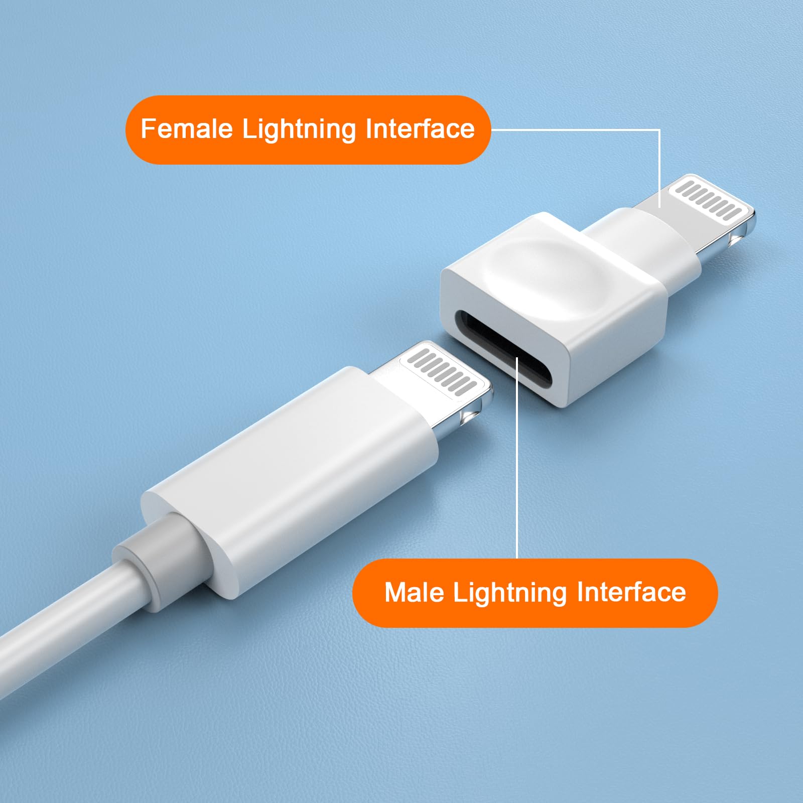 Short Lightning Cable MFi Certified Lightning Extension Adapter - 10cm  IPhone Charger Connector Male To Female Lightning Extender, image size:1600x1600