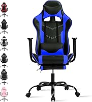 Vista 1 de Gaming Chair, Blue, Modern, High Back, Ergonomic, PU Leather, 250 lbs Weight Capacity