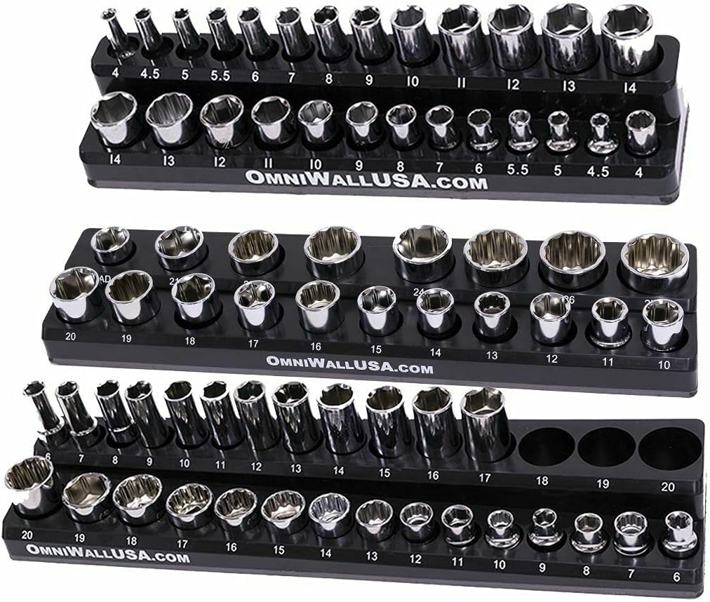 Magnetic Metric Socket Holder Mold Set For Socket Wrenches Blue