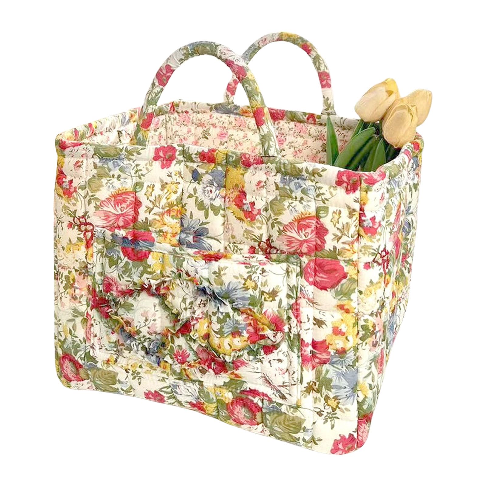 Floral Design Fabric Laundry Basket Foldable Storage Bin Clothes Organizers for Home Clothes Organization Large Capacity Fabric Storage Basket