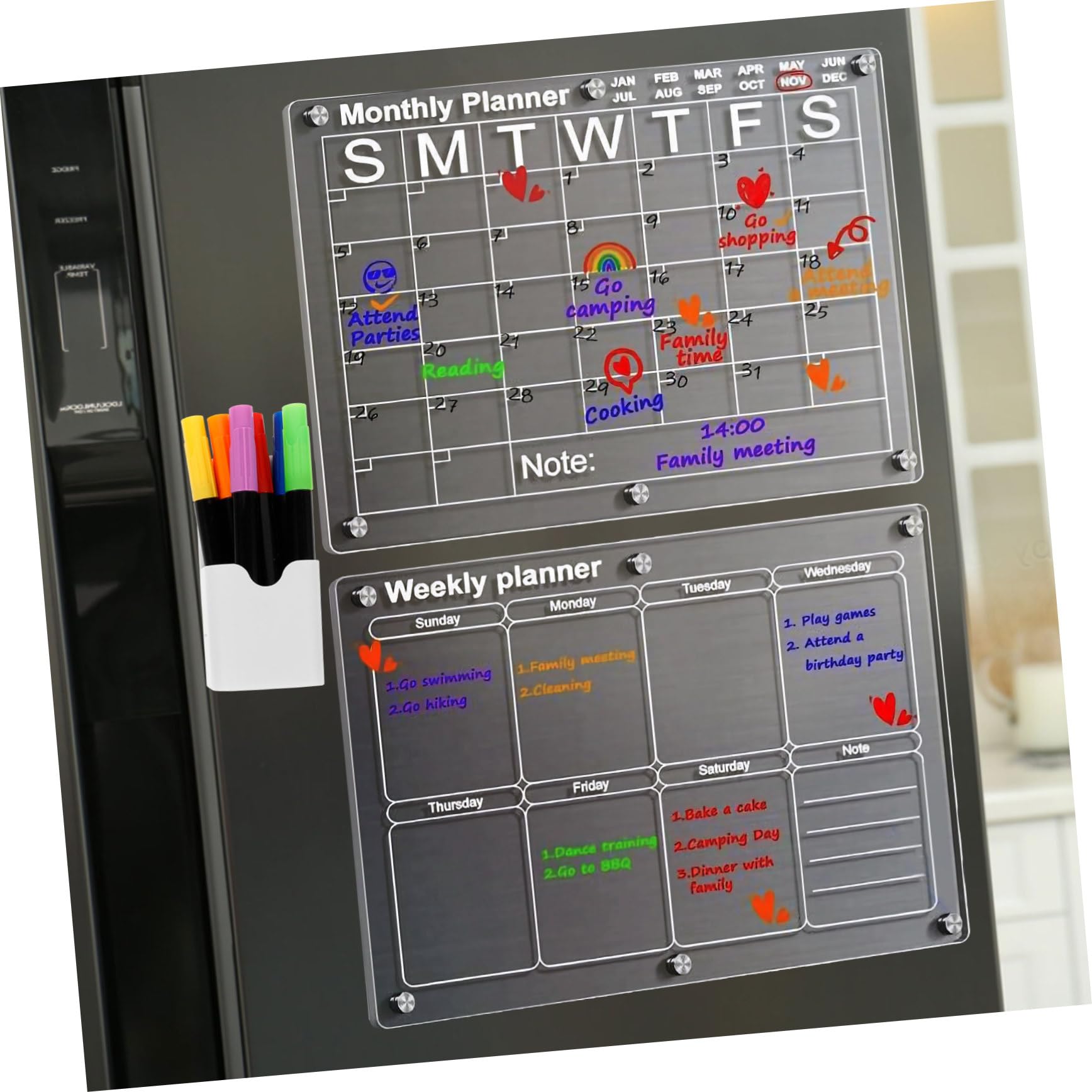 MAGICLULU Calendario Magnético Para Refrigerador Pizarra Acrílica De Borrado En Seco Planificador Mensual Y Semanal