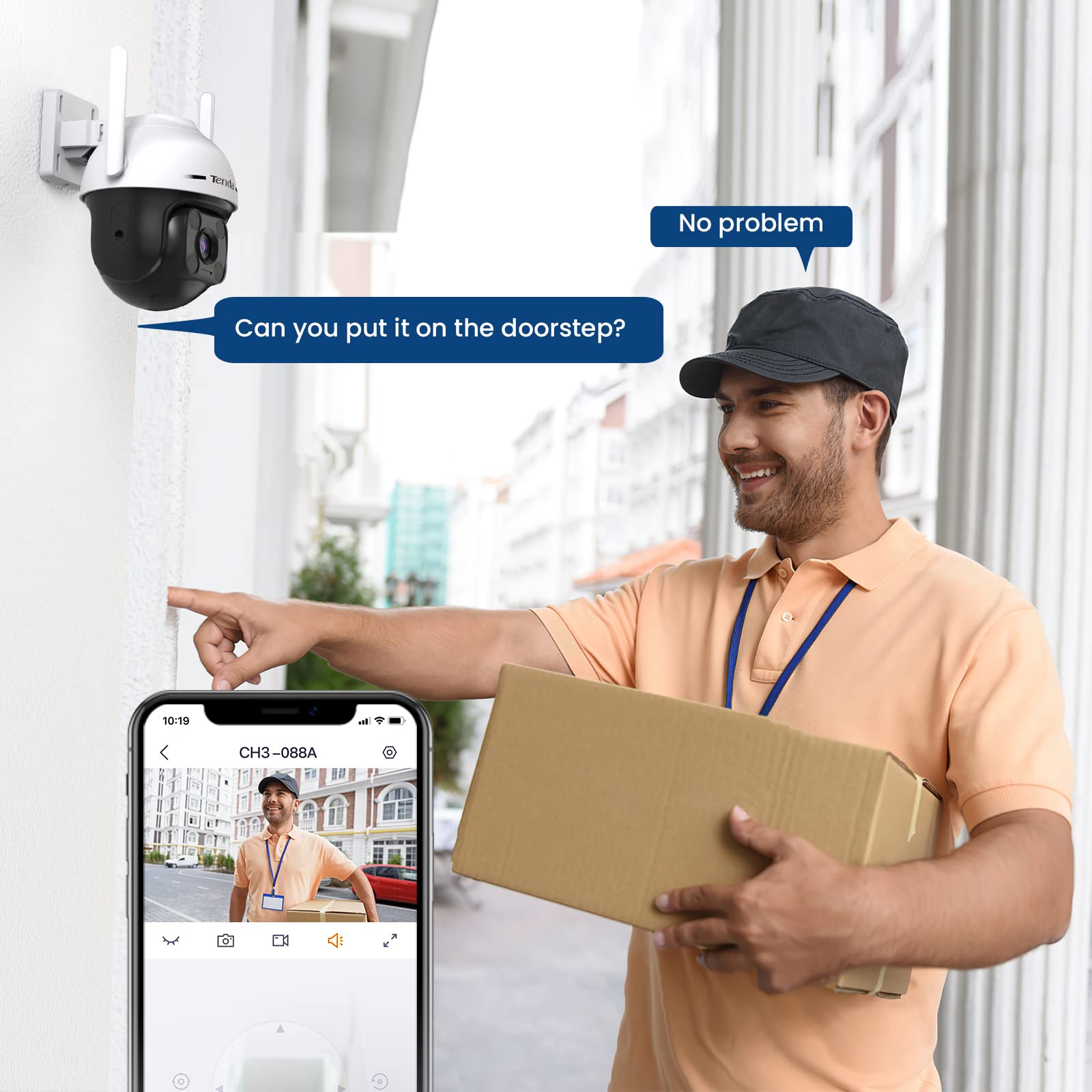 Tenda kamera bezpieczeństwa Outdoor WiFi, kamera 2K WiFi z kolorową wizją nocną, dwukierunkowym dźwiękiem, wykrywaniem ruchu i osób, alarmem dźwiękowym i świetlnym, kompatybilna z Alexą, CH3 V2.0