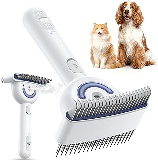 FEELNEEDY Cepillo para Perros y Gatos Profesional, Cepillo Vapor para Perros, Vapor de Doble Cara, 2 Tipos de Cepillos en Cada Lado, 23+35 Dientes Cepillos de Aseo y Desenreda los Nudos