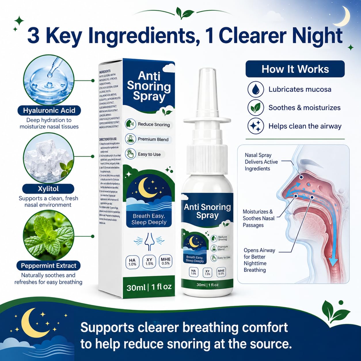Anti Snoring Spray, Nighttime Snoring Solution for Nasal Use, 30ml — Amazon image 4