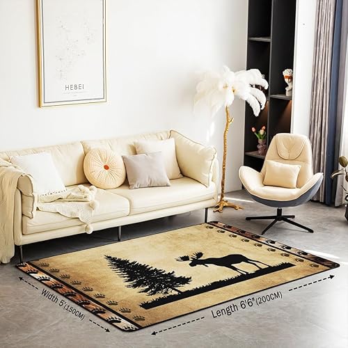 Miniatura 2 de jejeloiu Alfombras de ciervo para sala de estar, dormitorio, niños, alfombra decorativa de animales salvajes, 4 x 5, naturaleza, vida silvestre,