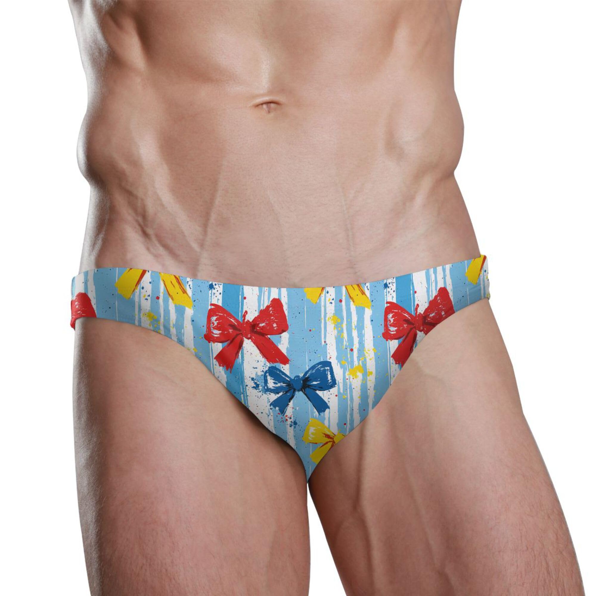 S Husky Colorful Bows Swim Briefs for Men Bikini Swimwear Boys Short XXL B0404904