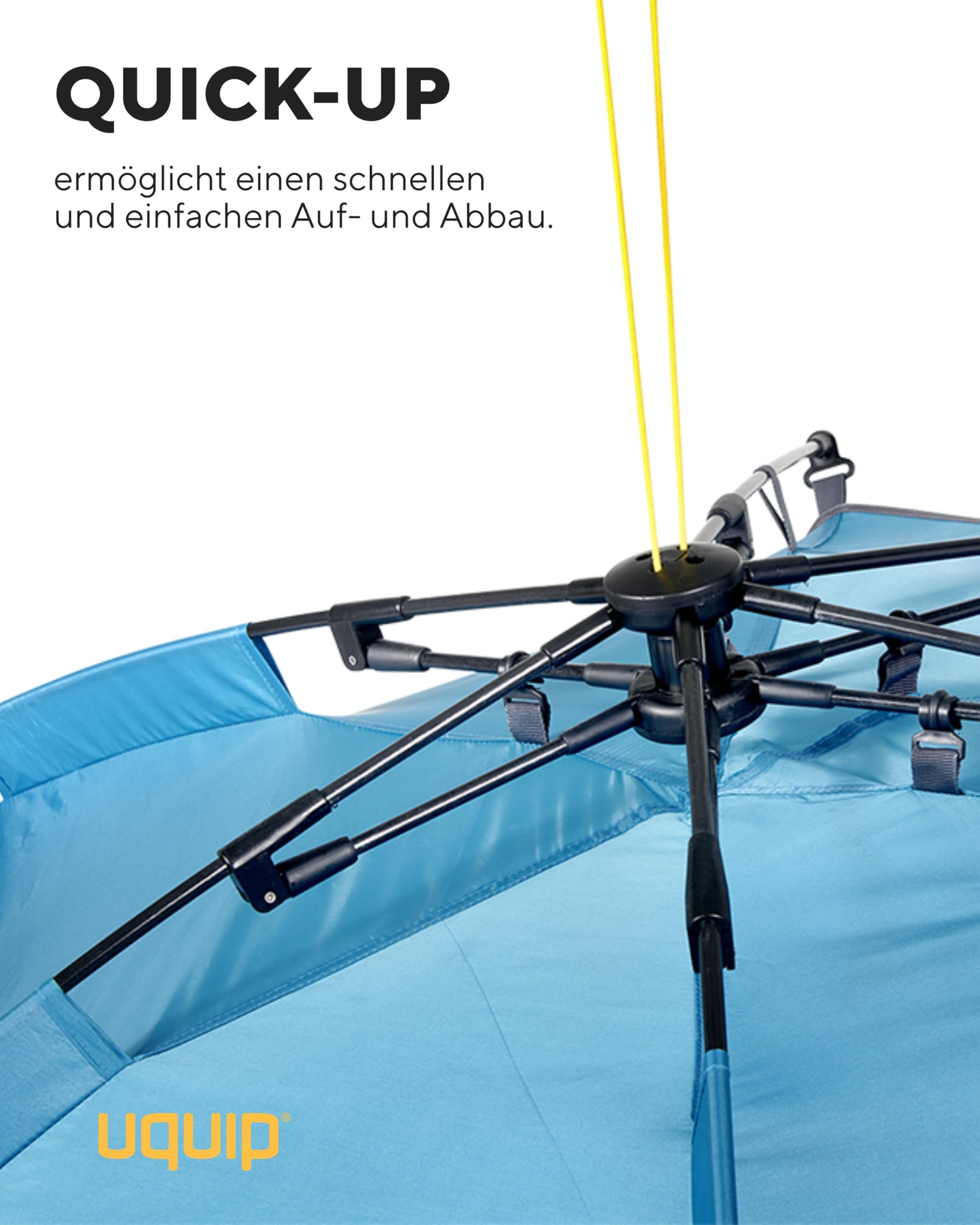 Uquip Strandmuschel Speedy Petrol I 150 x 115 x 200 cm I UPF 50+ Strandzelt zum Schutz vor Sonne, Wind & Regen I tragbares Beach Zelt mit Quick-Up System I ideal für Strand, Camping & Picknick