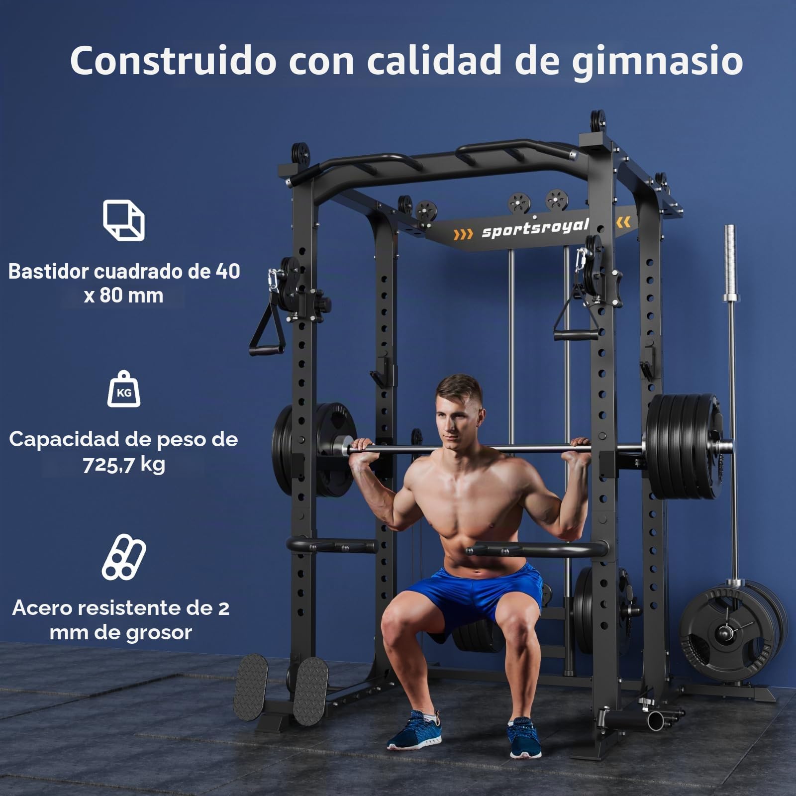 Sportsroyals Pro Power Cage - Jaula de Potencia Unisex para Adulto, Color Negro