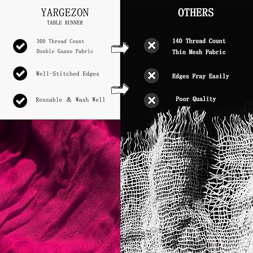Miniatura 6 de Paquete de 12 manteles de gasa de 10 pies de color rosa intenso para decoración de boda (35 x 120 pulgadas)