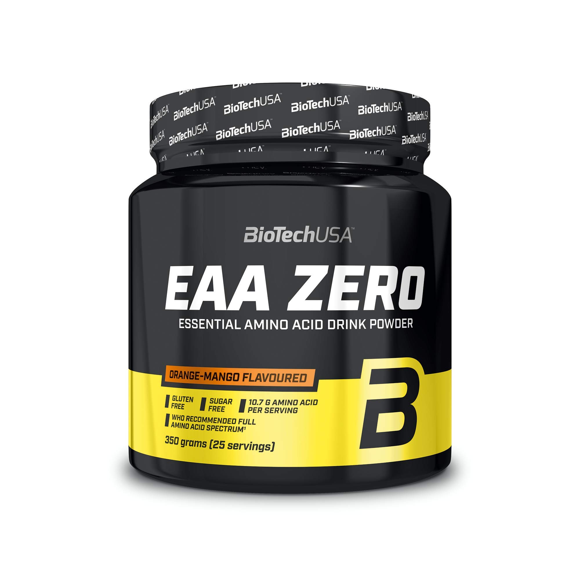 BioTechUSA EAA Zero - Essential Amino Acid Power | 7160mg EAA/serving | WHO Recommended Ratio | Sugar-Free, Gluten-Free, 350 g, Orange-Mango