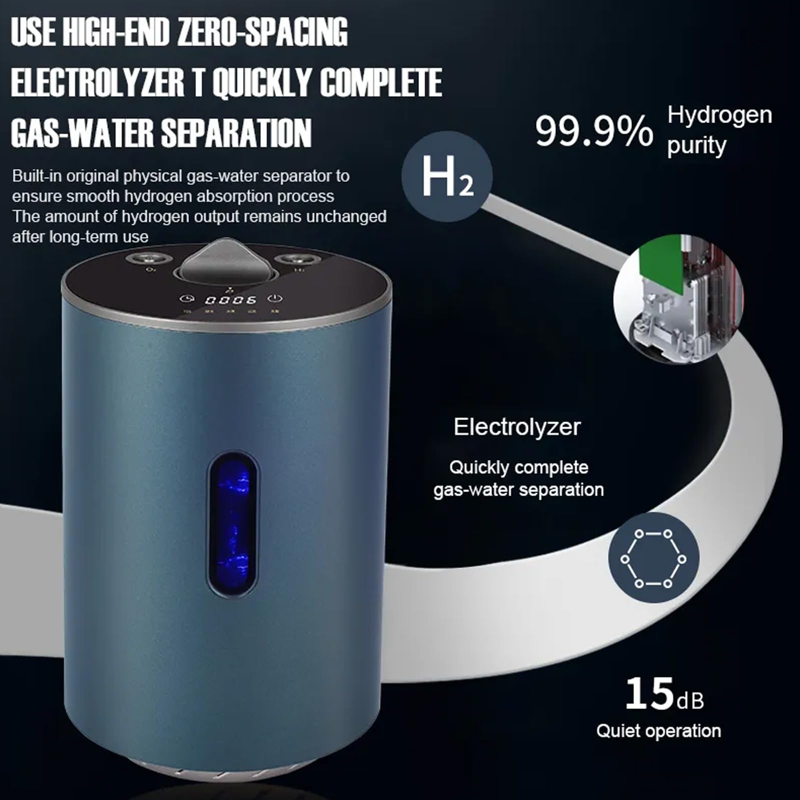 Maszyna Do Inhalacji Wodoru, Czystość 99,99% Podwójny Wylot Generator H2, Jonizator Wody 2 W 1 SPE Z Inhalatorem Z Podwójnym Wyjściem 100 H + 50 O (150) Ml/min, Do Domu, Podróży I Samochodu