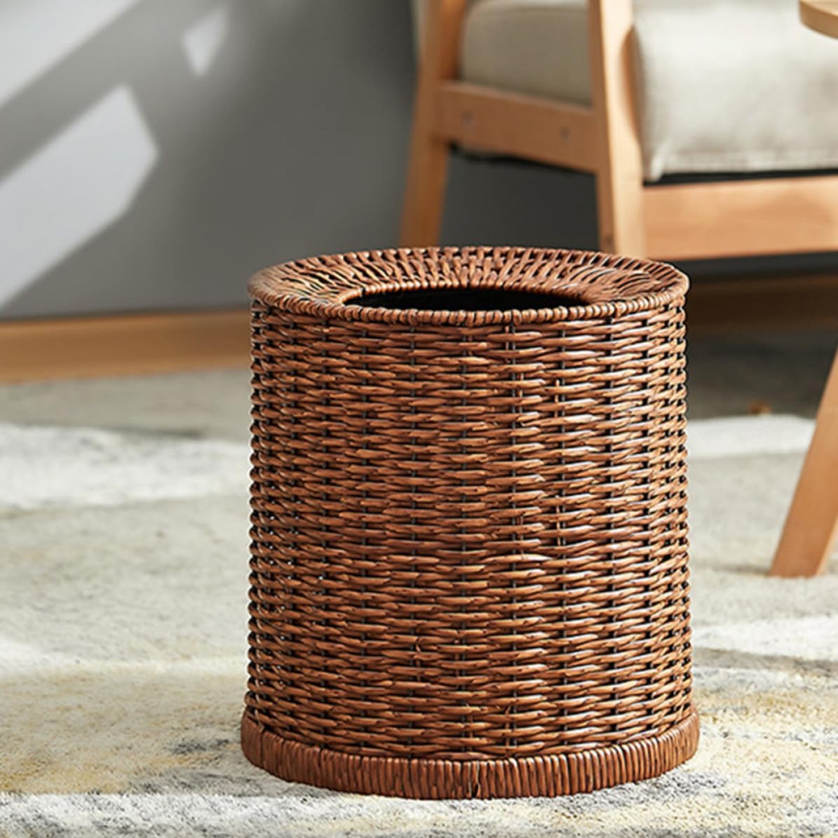 CALLARON Mülleimer Großer Abfallkorb Retro mit 12l Fassungsvermögen aus Pp und Eisen im Vintage Stil Leicht zu Reinigen für Wohnzimmer und Zuhause