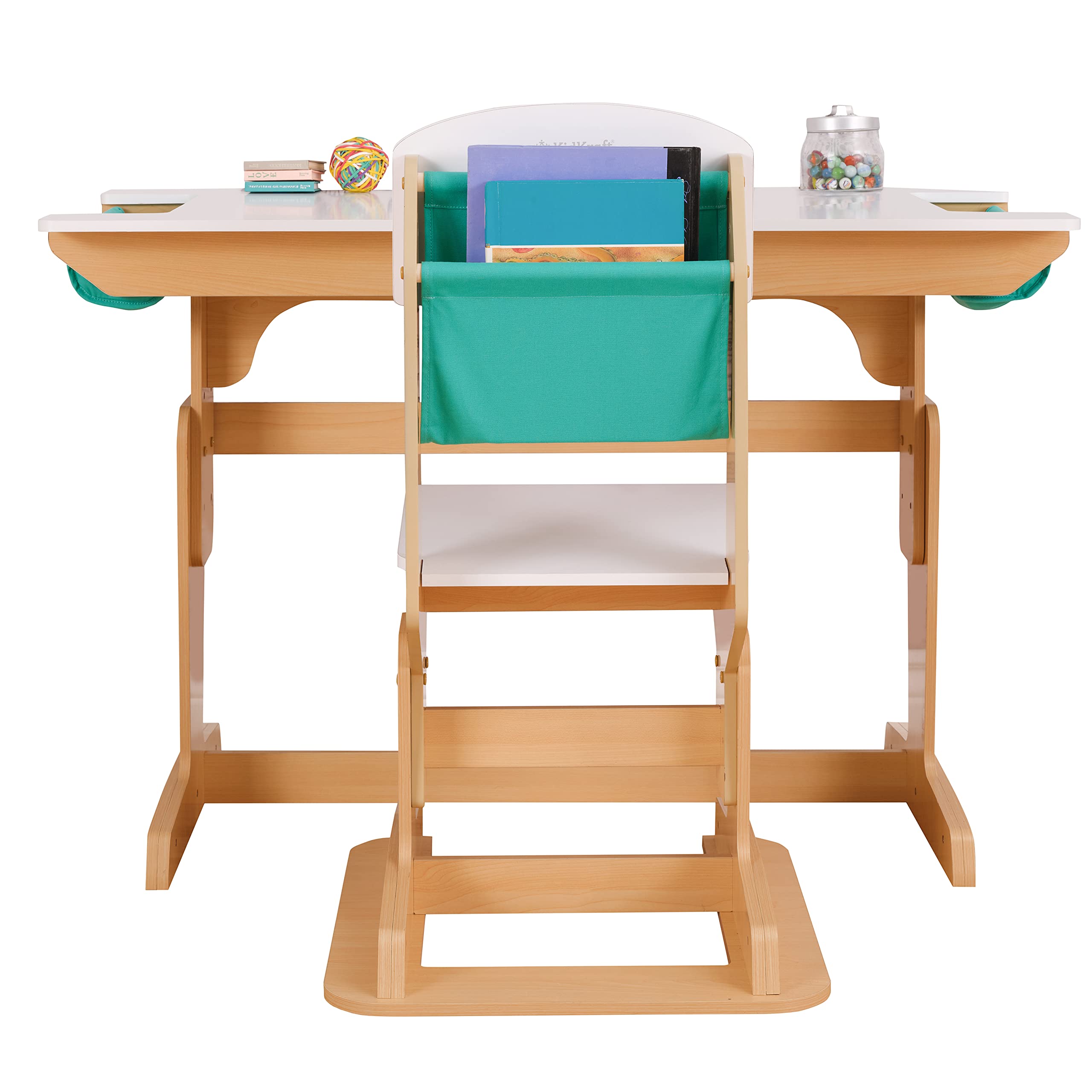 KidKraft Scrivania e Sedia in Legno Regolabile in Altezza per Bambini, Scrivania con Portaoggetti, Mobili per Camera da Letto e Sala Giochi per Bambini, 20307