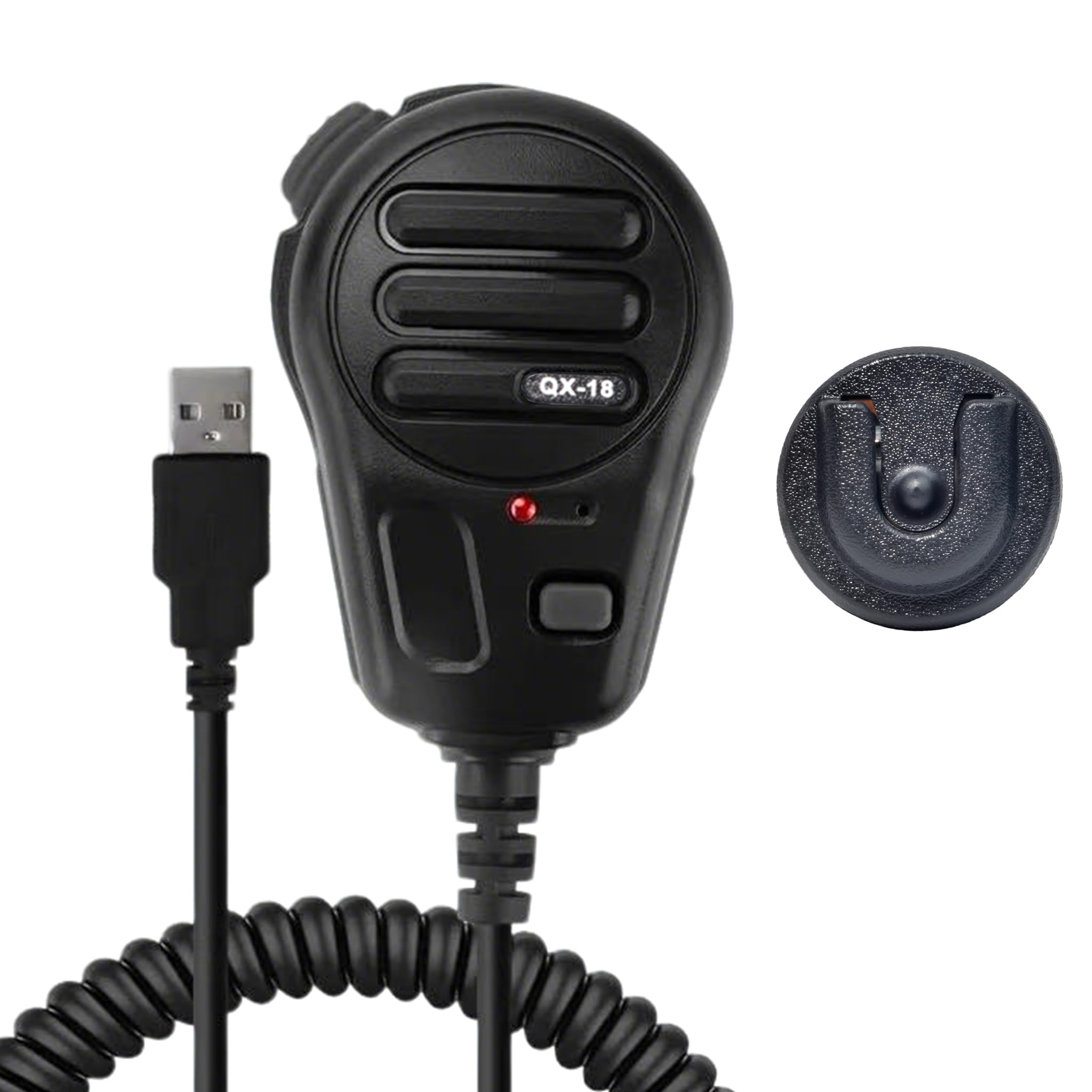 QX-18B Micrófono USB-A, micrófono PTT y Llave programable | para simulador de camión americano, PC, laptop, juego de PC con soporte de micrófono y software de programación