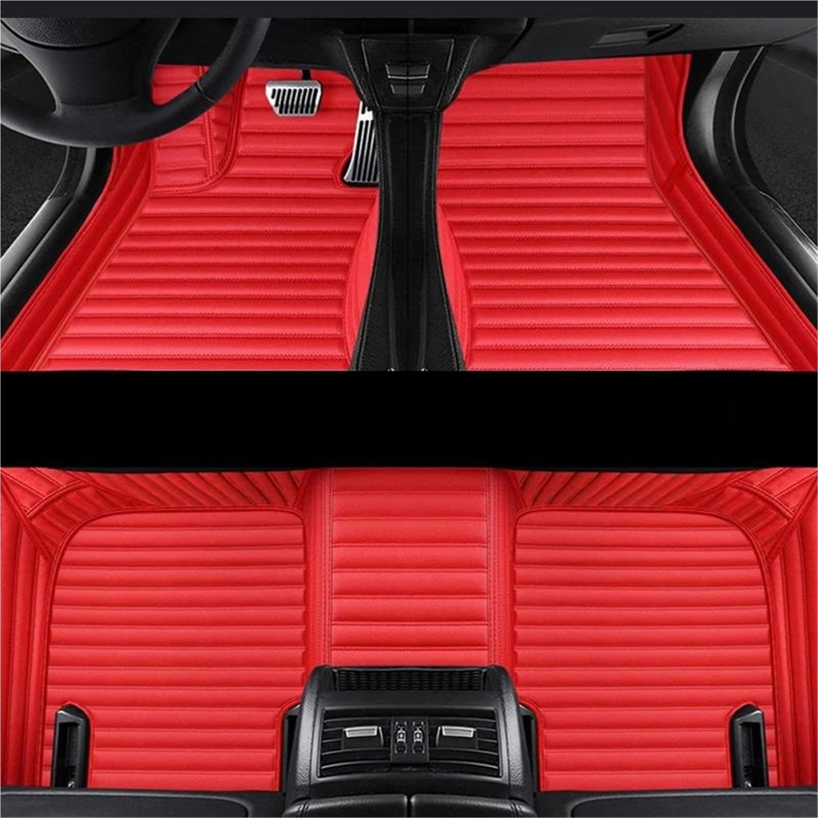 Gestreifte, Individuell Gestaltete Autofußmatte Aus PU-Leder Für Volvo S60 20–22 C70 08–13 C30 06–13 Innenausstattung Teppich Anti-Schmutz