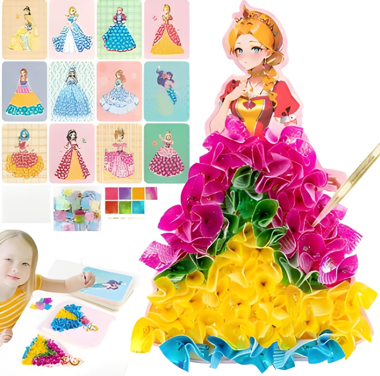 Arts and Crafts for Girls, Poke Art Puzzle Puncture Painting for Kids, Princess DIY Fabric Poking Dress Up Boards, Paper Craft Kit Toys Gift for Girls Engaging Activity 22x16x3 cm (B0D87862B8) Amazon Price History, Amazon Price Tracker