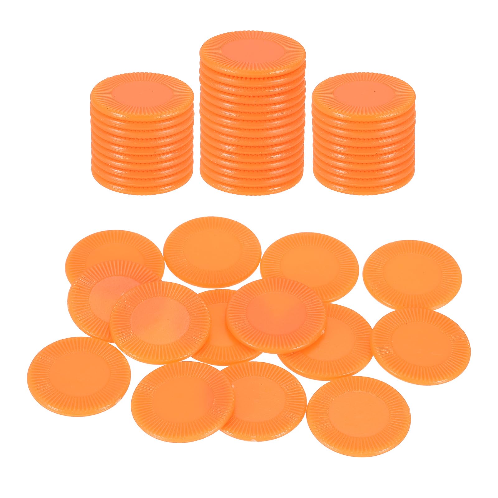 sourcing map 200Pcs Plastic Poker Chips, 22mm Mini Bingo Chips Learning Counters Counting Counters Disks Markers Opaque Game Tokens for Game Play Math Counting, Orange, Pattern