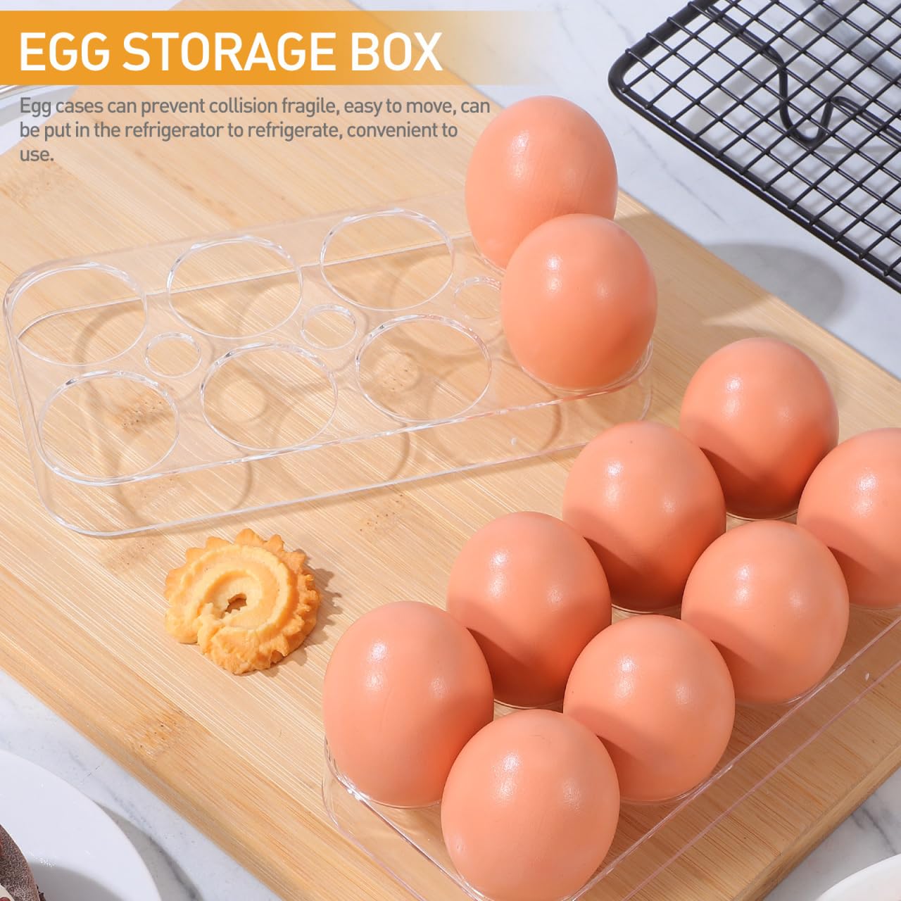 HEMOTON 2 Piezas Hueveras para Frigorifico Porta Soporte Hueveras Nevera de Plastico Soporte Nevera Práctico De Para Refrigerador Bandeja De Para Frigorífico Cajón De Almacenamiento