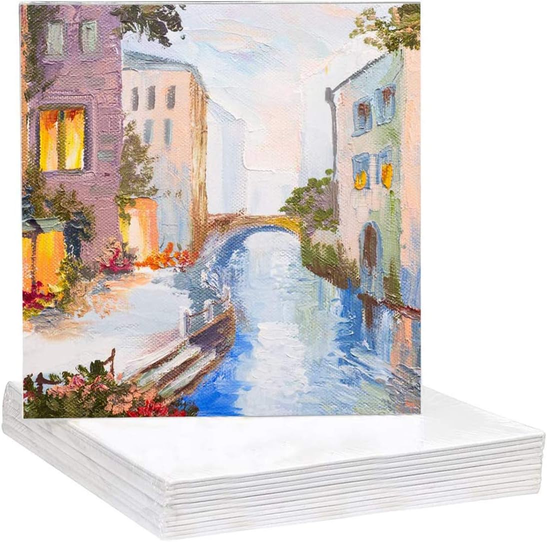 Starthi 10 Pack Canvas Set - White Canvas for Artist - Panel Canvas Board - Blank Stretched Canvas for Acrylic Painting - Water Painting board