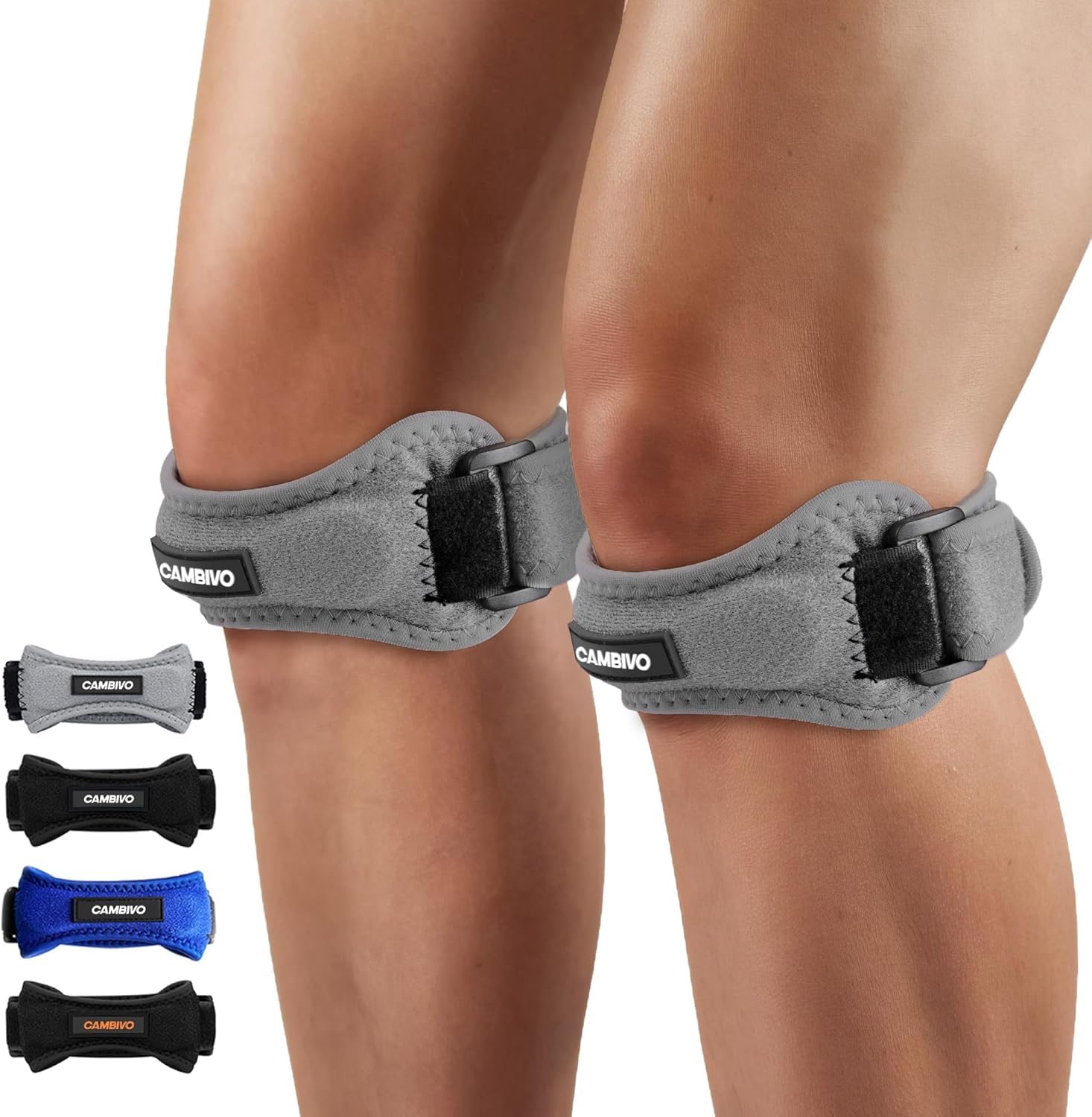 CAMBIVO Rodillera Adjustable x2, Cinta Rotuliana, Rodilleras Menisco y Ligamento con Correa para Tendón Rotuliano, Correr, Saltar, Gym, Alivio de la Tendinitis, Estabilización de la Articulación — view 10