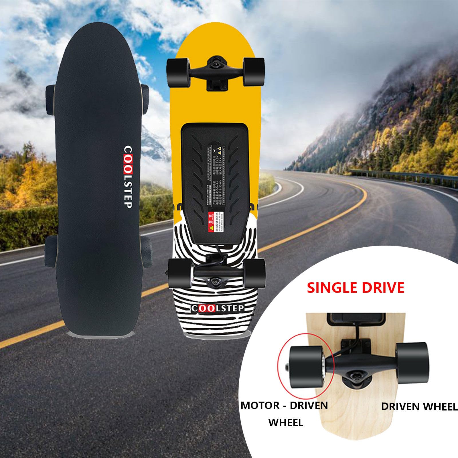 Skateboard elettrico con telecomando, longboard da 800 W, velocità di 26 mph, portata 300 kg, ideale per adolescenti e adulti, impugnatura sicura in carta vetrata